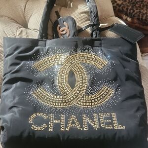 Elegant Waterproof Black and Gold Women's Bag